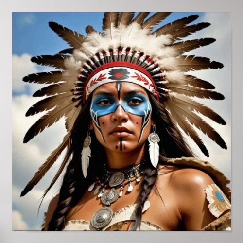 Native American Girl warrior Poster