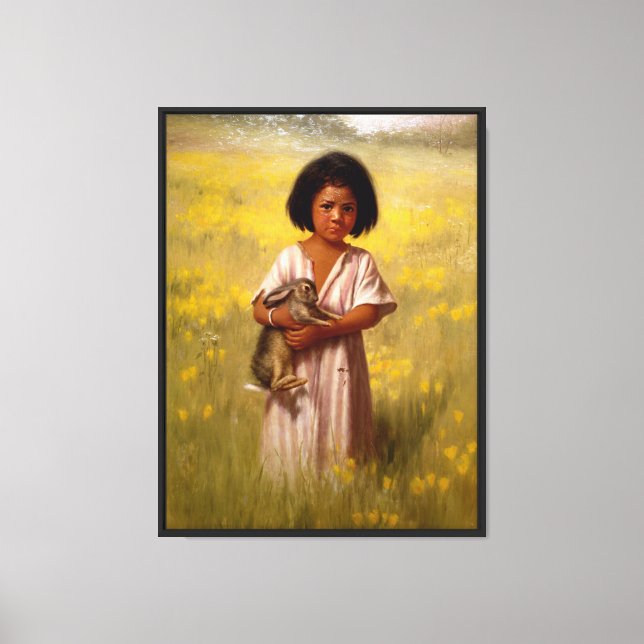 Native American Girl with Rabbit   Canvas Print (Front)