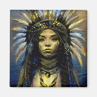 Native American- Gold Feather Magnet