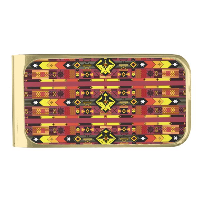 Native American Gold Finish Money Clip (Front)