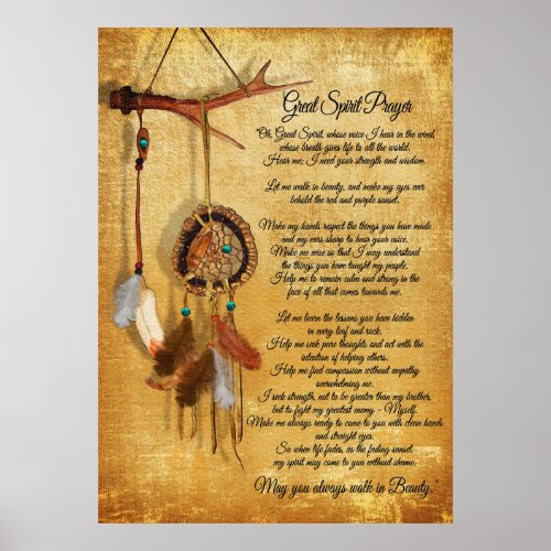 Native American Great spirit Prayer Poster