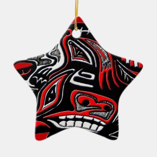 Native American Haida Art Otter Illustration Ceramic Ornament