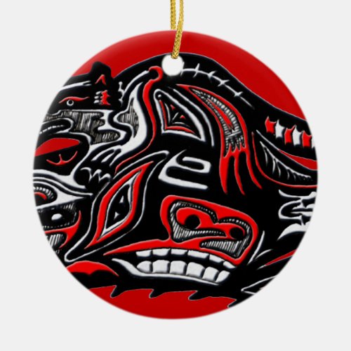 Native American Haida Art Otter Illustration Ceramic Ornament