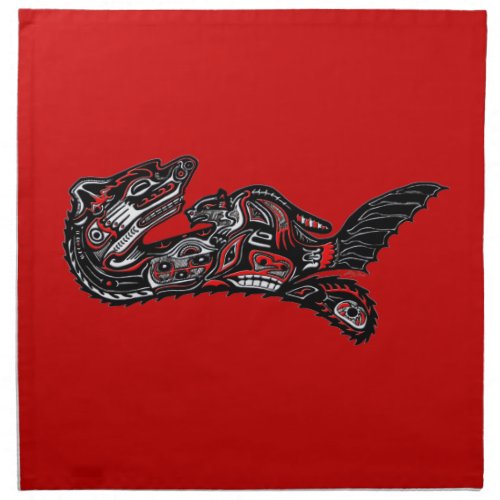 Native American Haida Art Otter Illustration Cloth Napkin