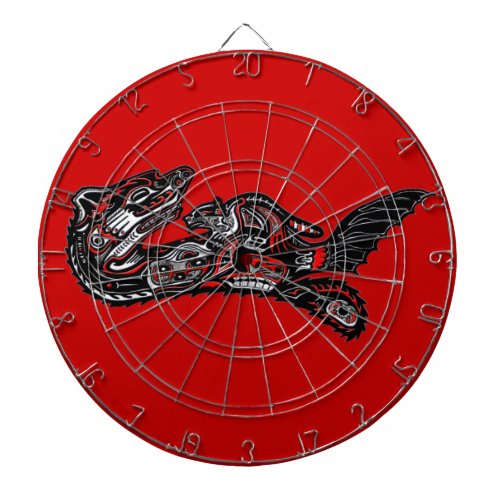 Native American Haida Art Otter Illustration Dart Board