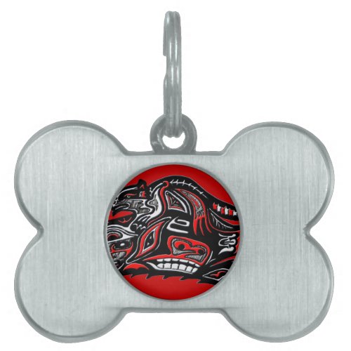 Native American Haida Art Otter Illustration Pet Name Tag