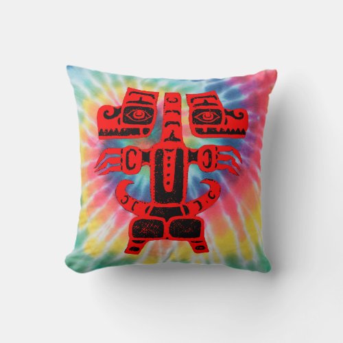 Native American Haida Double Rainbow Bear Tribal Throw Pillow
