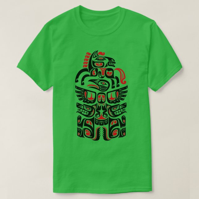 Native American Haida Wolf Horse Bird Art  T-Shirt (Design Front)