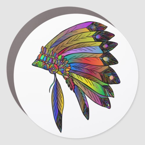 Native American Headdress Car Magnet