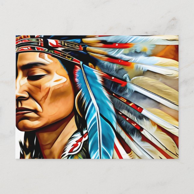 Native American Headdress Ethnic Art Tribe Postcard (Front)