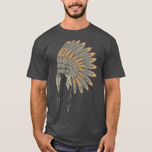 Native American Headdress Inspired Design T_Shirt
