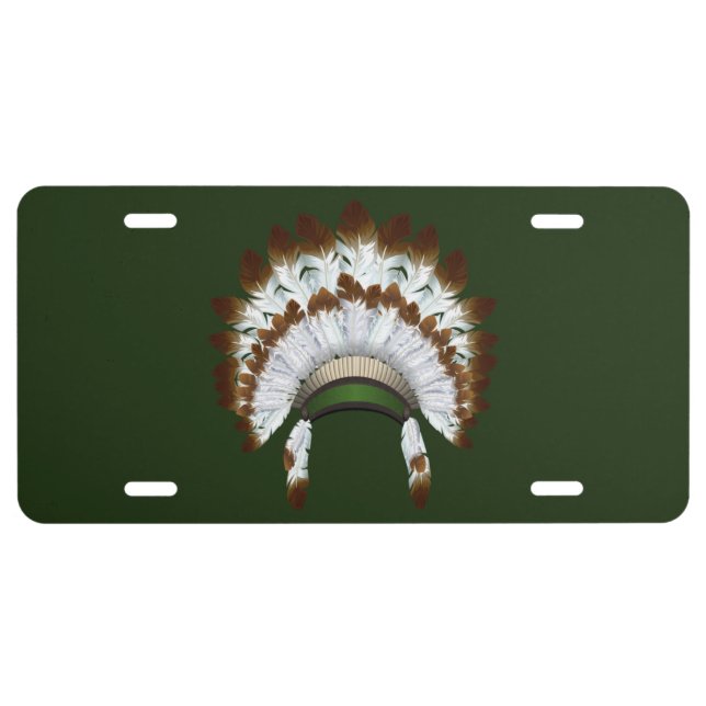 Native American Headdress License Plate (Front)