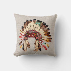 Native American Headdress Throw Pillow