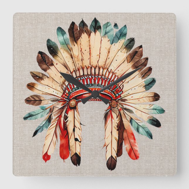 Native American Headdress Wall Clock (Front)