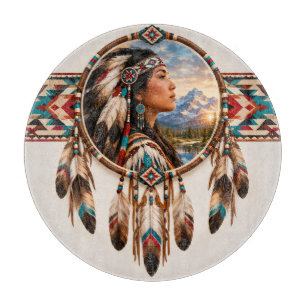 Native American Heritage Dreamcatcher Art Print Cutting Board