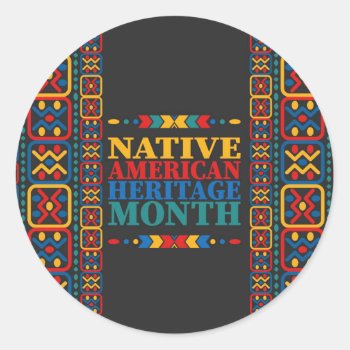 Native American Heritage Month Classic Round Sticker by ZazzleHolidays at Zazzle