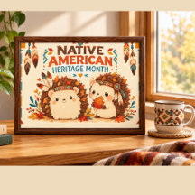 Native American Heritage Month Cute Hedgehog Autum