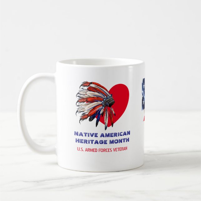 Native American Heritage Month Headdress Veteran Coffee Mug (Left)