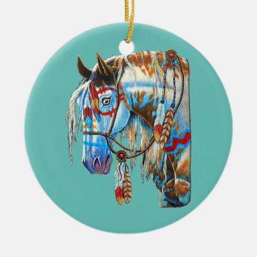 Native american horse  ceramic ornament