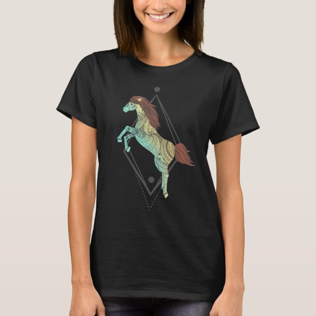 Native American Horse Tribal Illustration T-Shirt (Front)