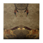 Native American Horses &amp; Dream Catcher Ceramic Tile