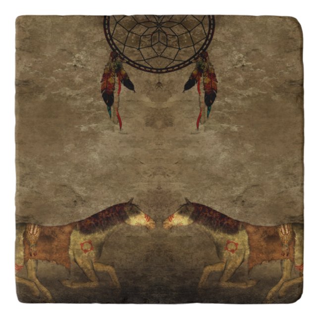 Native American Horses & Dream Catcher Trivet (Front)