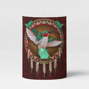 Native American hummingbird design Pillar Candle