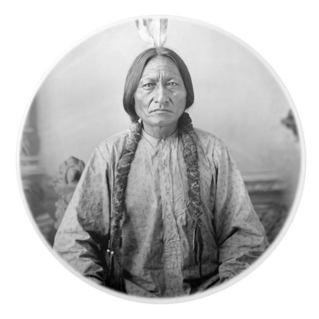 Native American Icon: Lakota Leader Sitting Bull   Ceramic Knob (Front)