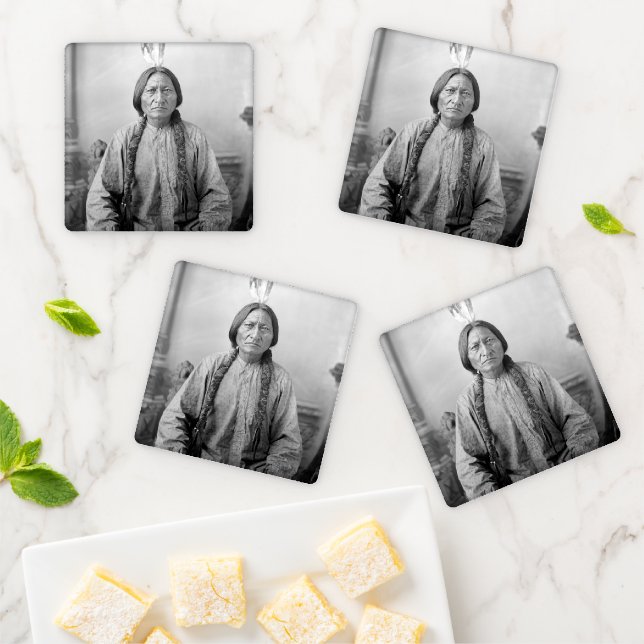 Native American Icon: Lakota Leader Sitting Bull   Coaster Set (In Situ)