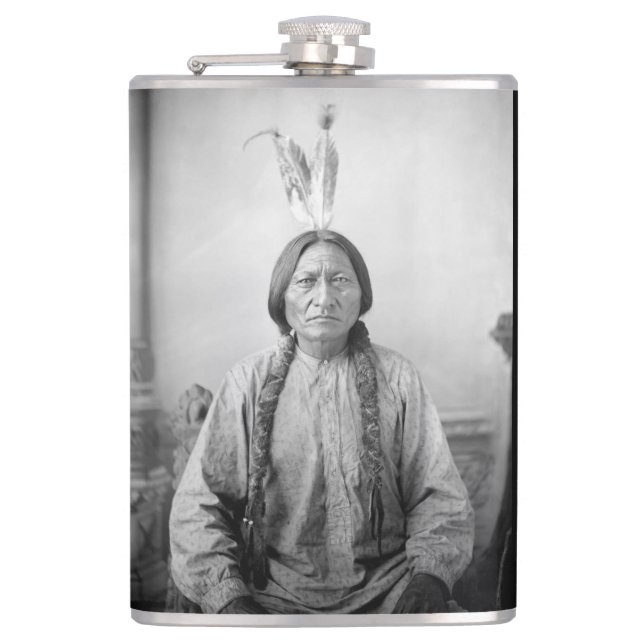Native American Icon: Lakota Leader Sitting Bull   Flask (Front)