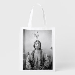 Native American Icon: Lakota Leader Sitting Bull   Grocery Bag