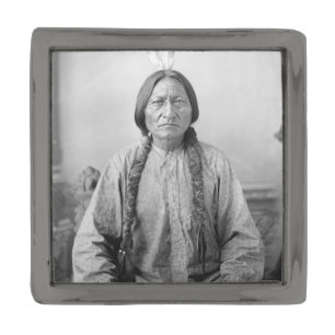Native American Icon: Lakota Leader Sitting Bull   Gunmetal Finish Lapel Pin