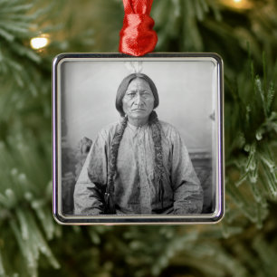 Native American Icon: Lakota Leader Sitting Bull   Metal Ornament