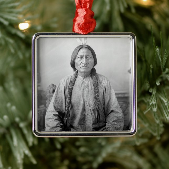 Native American Icon: Lakota Leader Sitting Bull   Metal Ornament (Tree)