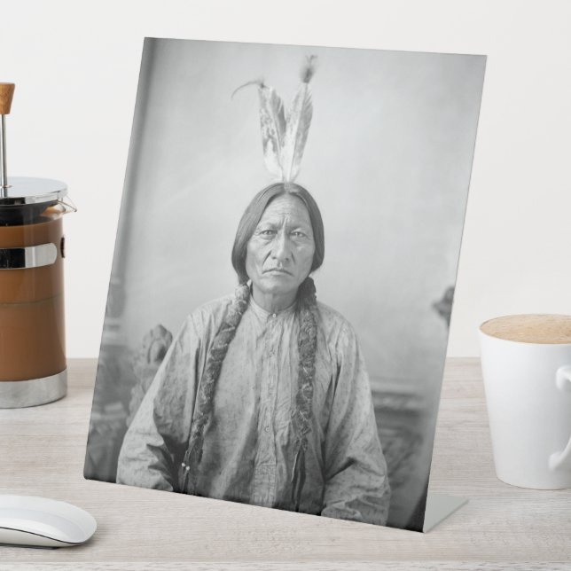 Native American Icon: Lakota Leader Sitting Bull   Pedestal Sign (In SItu)