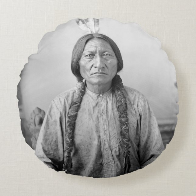 Native American Icon: Lakota Leader Sitting Bull   Round Pillow (Front)