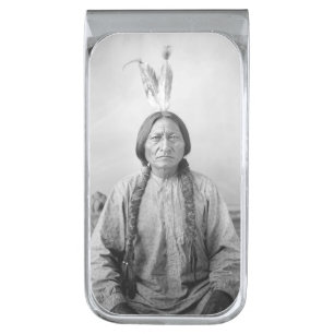 Native American Icon: Lakota Leader Sitting Bull   Silver Finish Money Clip