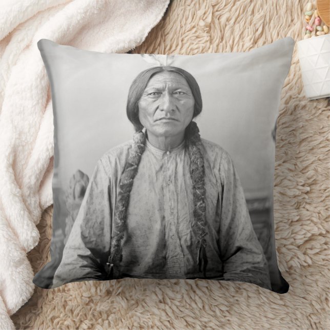 Native American Icon: Lakota Leader Sitting Bull   Throw Pillow (Blanket)