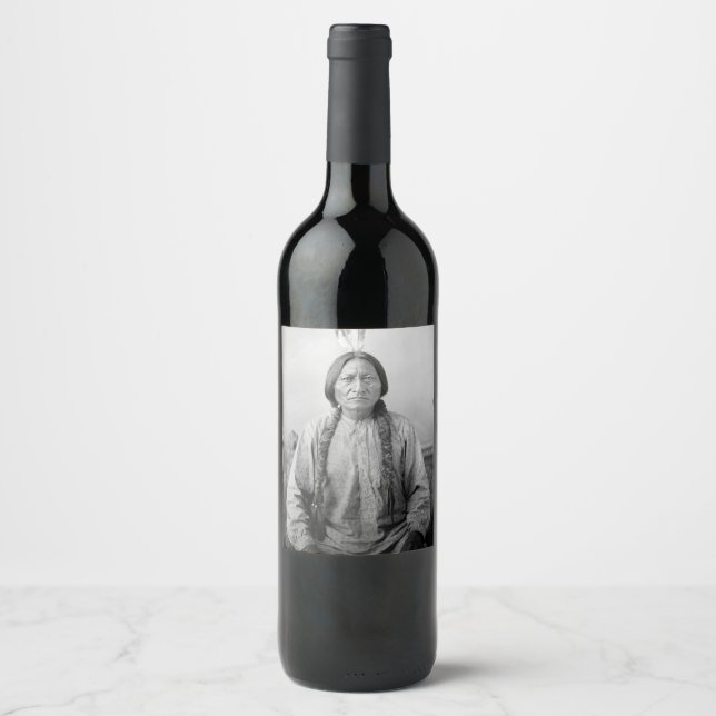 Native American Icon: Lakota Leader Sitting Bull   Wine Label (Front)