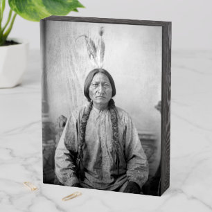 Native American Icon: Lakota Leader Sitting Bull   Wooden Box Sign