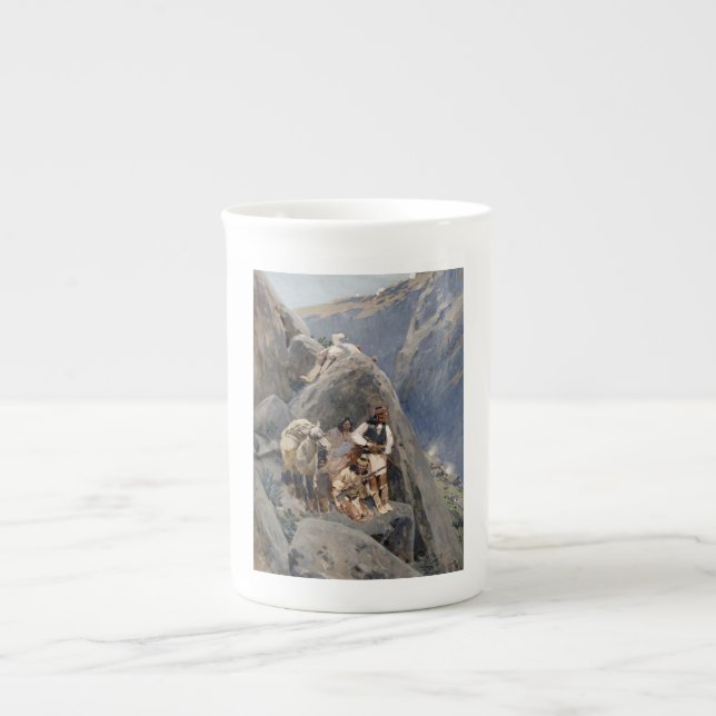 Native American Icons: Apache Warriors, US Cavalry Bone China Mug (Front)