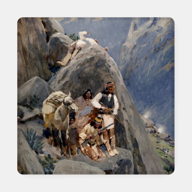 Native American Icons: Apache Warriors, US Cavalry Coaster Set (Single)