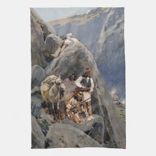 Native American Icons: Apache Warriors, US Cavalry Kitchen Towel (Vertical)