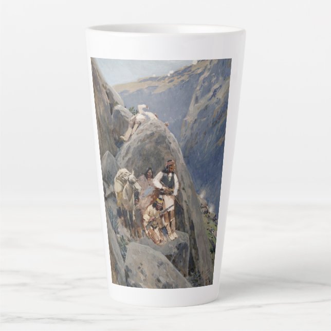 Native American Icons: Apache Warriors, US Cavalry Latte Mug (Front)