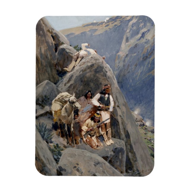 Native American Icons: Apache Warriors, US Cavalry Magnet (Vertical)