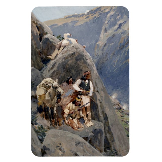 Native American Icons: Apache Warriors, US Cavalry Magnet (Vertical)