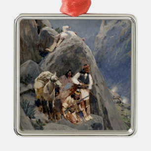 Native American Icons: Apache Warriors, US Cavalry Metal Ornament