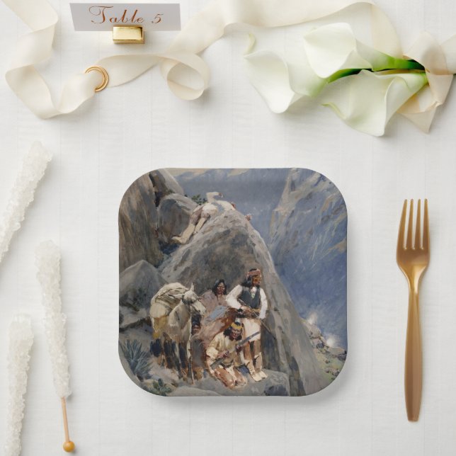 Native American Icons: Apache Warriors, US Cavalry Paper Plates (Wedding)