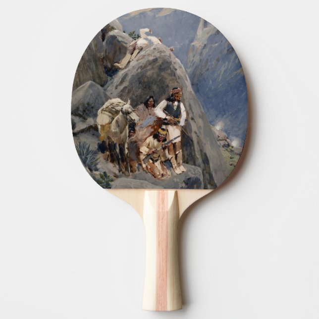 Native American Icons: Apache Warriors, US Cavalry Ping Pong Paddle (Front)