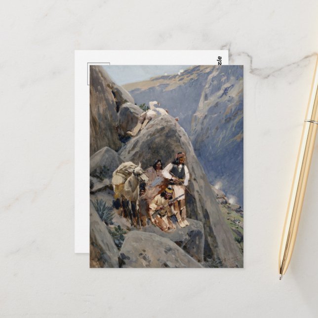 Native American Icons: Apache Warriors, US Cavalry Postcard (Front/Back In Situ)